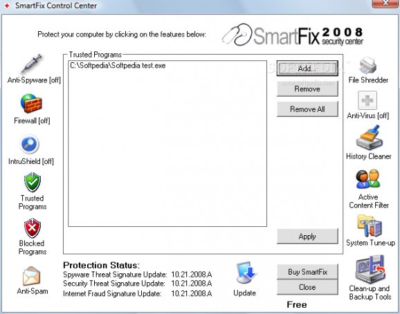 SmartFix Security Center 2008 screenshot