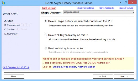 Delete Skype History Standard Edition screenshot