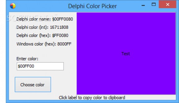 Delphi Color Picker screenshot
