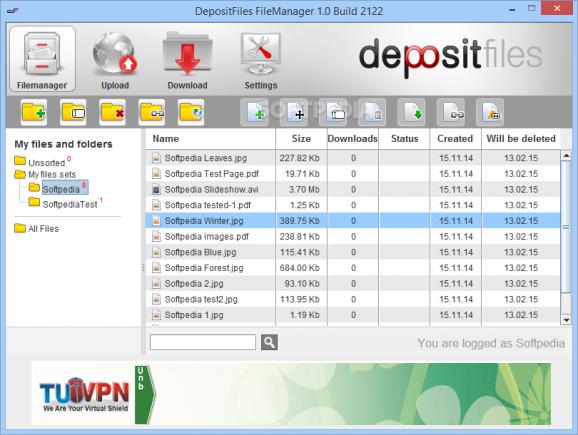 DepositFiles FileManager screenshot