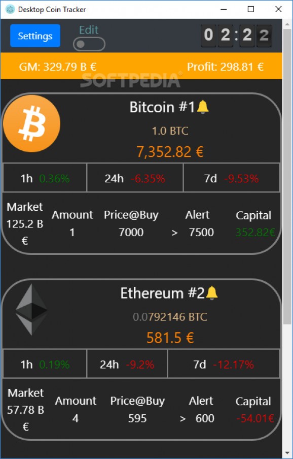 Desktop Coin Tracker screenshot