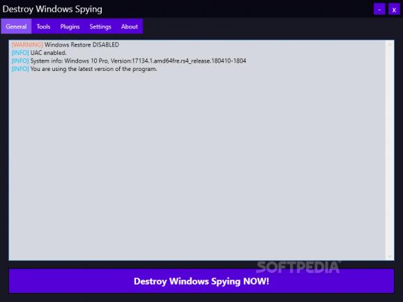 Destroy Windows Spying screenshot