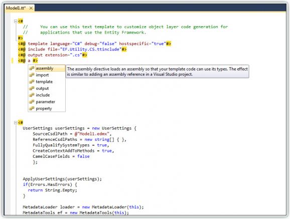 Devart T4 Editor for Visual Studio screenshot