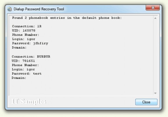 Dialup Password Recovery Tool screenshot