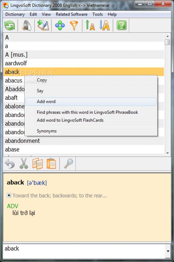 LingvoSoft Dictionary 2008 English - Vietnamese screenshot