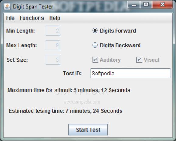 Digit Span Tester screenshot