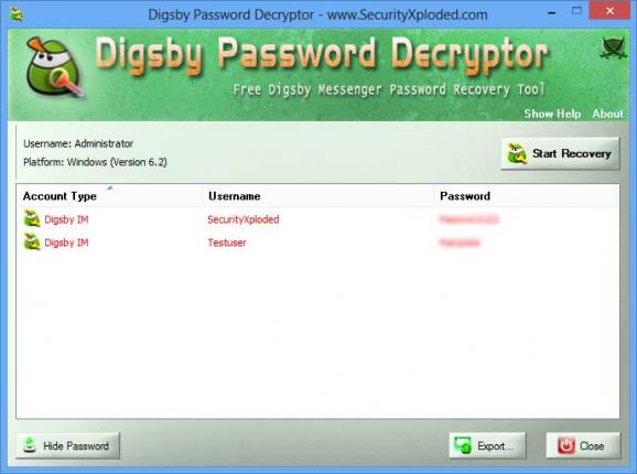DigsbyPasswordDecryptor Portable screenshot