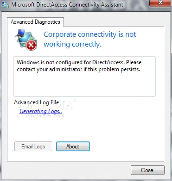 Microsoft DirectAccess Connectivity Assistant screenshot