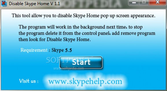 Disable Skype Home screenshot