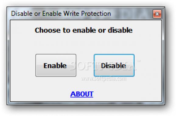 Disable or Enable Write Protection screenshot