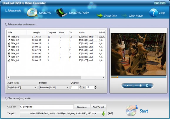 DiscCool DVD to Video Converter screenshot