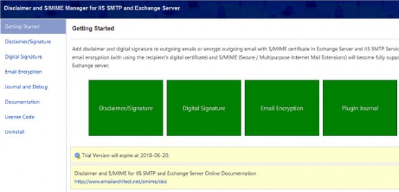 EA Disclaimer, S/MIME for Exchange Server and IIS SMTP Service screenshot