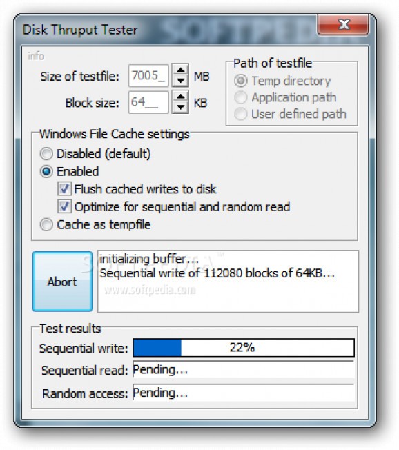 Disk Throughput Tester screenshot