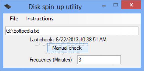 Disk spin-up utility screenshot