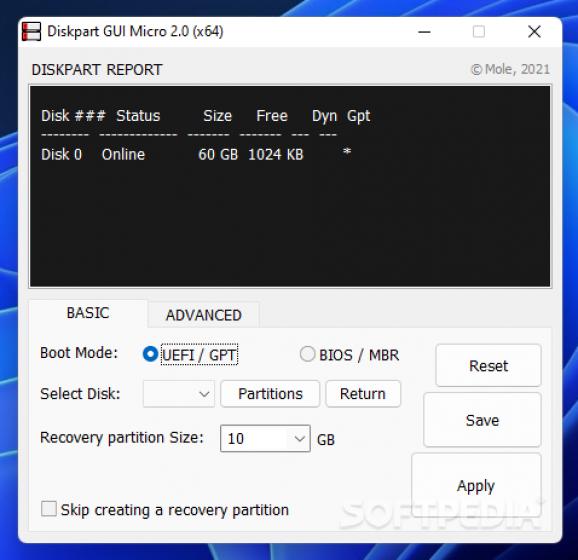 DiskPart GUI Micro screenshot