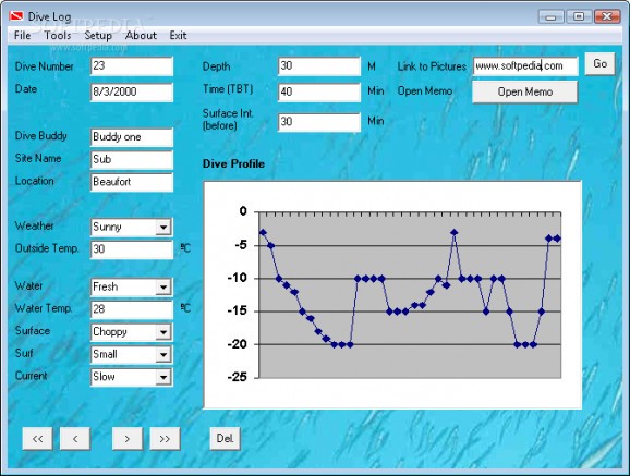 Dive Log Software screenshot