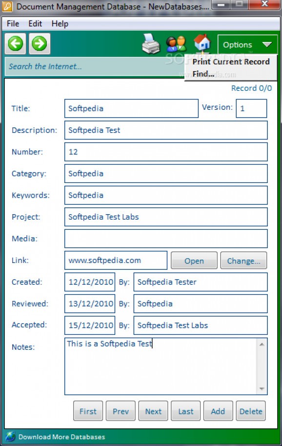 Document Management Database screenshot