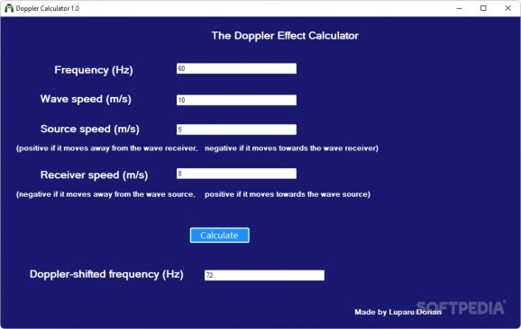 Doppler Calculator screenshot