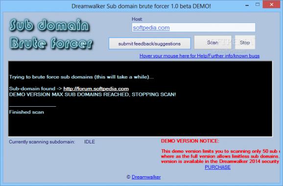 Dreamwalker Sub domain brute forcer screenshot