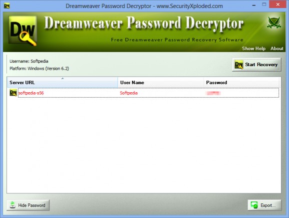 Dreamweaver Password Decryptor Portable screenshot