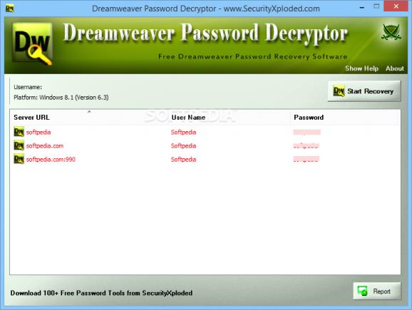Dreamweaver Password Decryptor screenshot