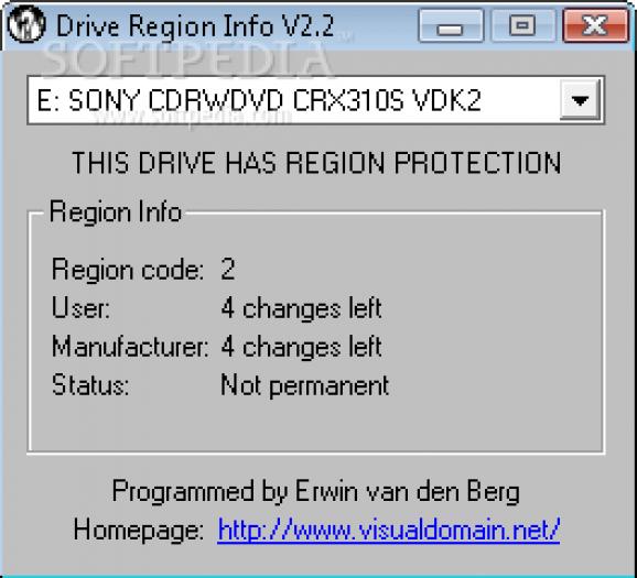 Drive Region Info screenshot