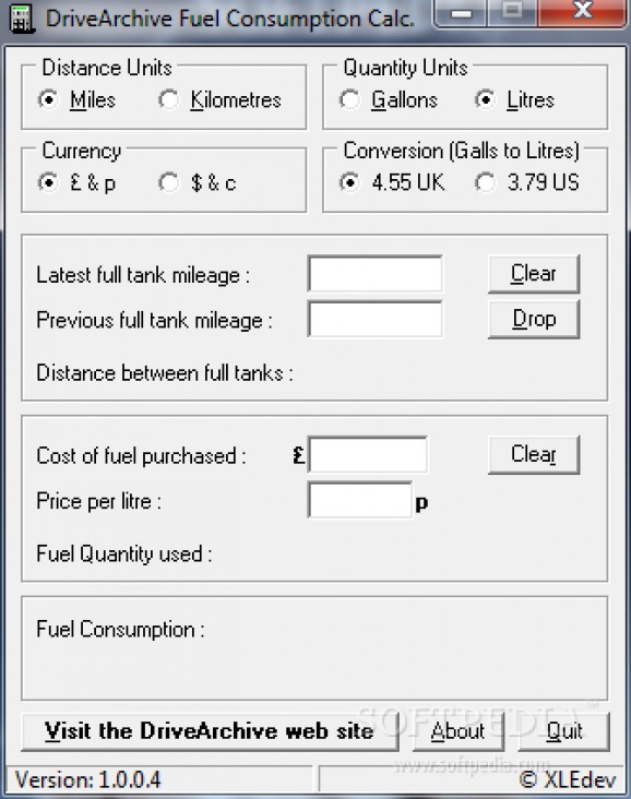 DriveArchive Fuel Consumption Calculator screenshot