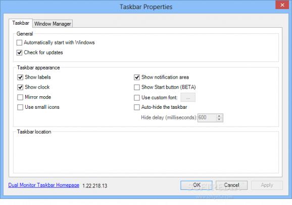Dual Monitor Taskbar screenshot