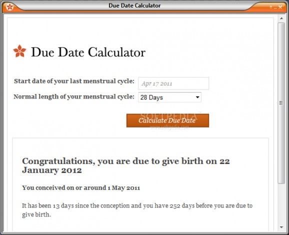 Due Date Calculator screenshot