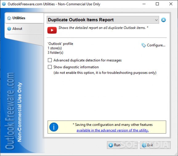 Duplicate Outlook Items Report screenshot