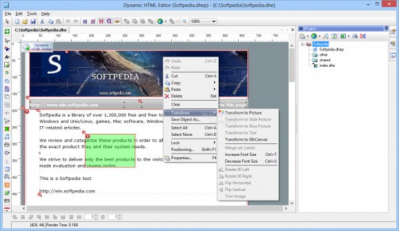 Dynamic HTML Editor screenshot