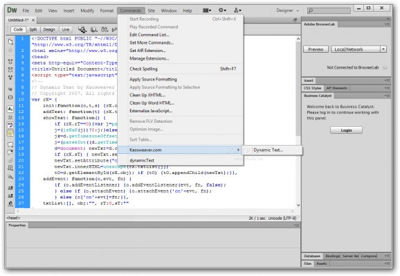 Dynamic Text for Dreamweaver screenshot