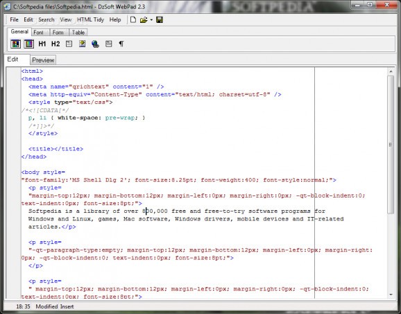 DzSoft WebPad screenshot