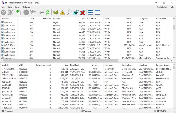 EF Process Manager screenshot