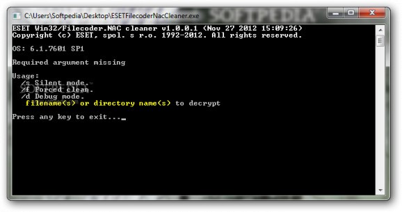ESET Win32/Filecoder.NAC cleaner screenshot