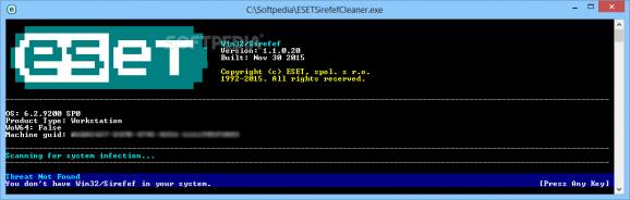 ESET Win32/Sirefef.EV Cleaner screenshot