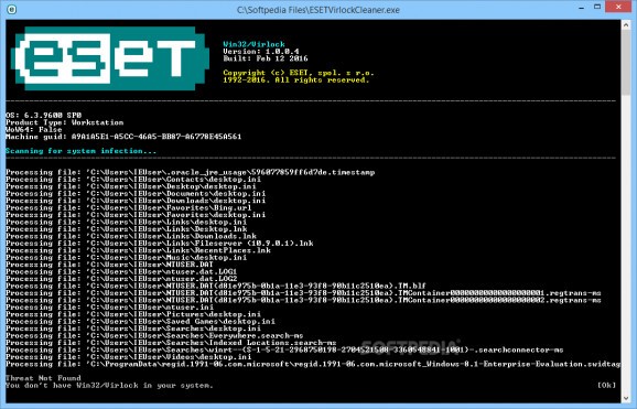 ESET Win32/Virlock Cleaner screenshot