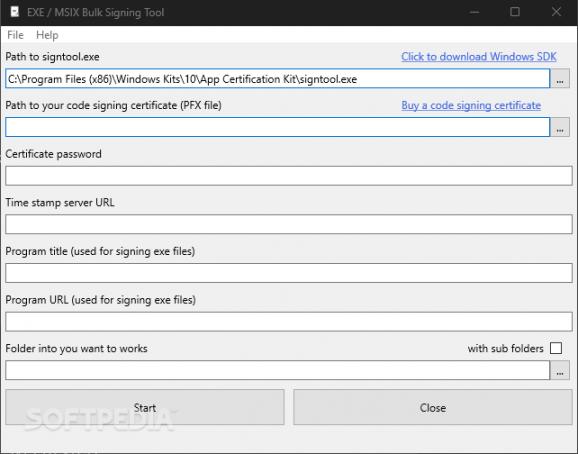 EXE / MSIX Bulk Signing Tool screenshot