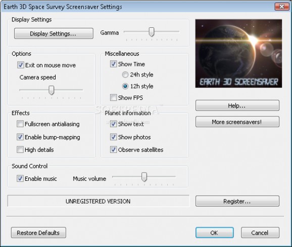 Earth 3D Space Survey Screensaver screenshot
