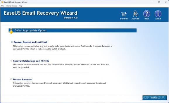 EaseUS Email Recovery Wizard screenshot