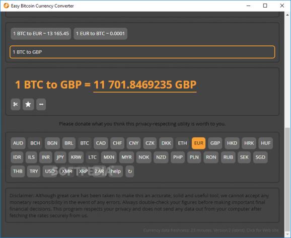 Easy Bitcoin Currency Converter screenshot