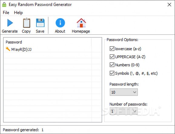 Easy Random Password Generator screenshot