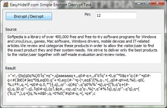 EasyHideIP.com Simple Encrypt Decrypt Text screenshot