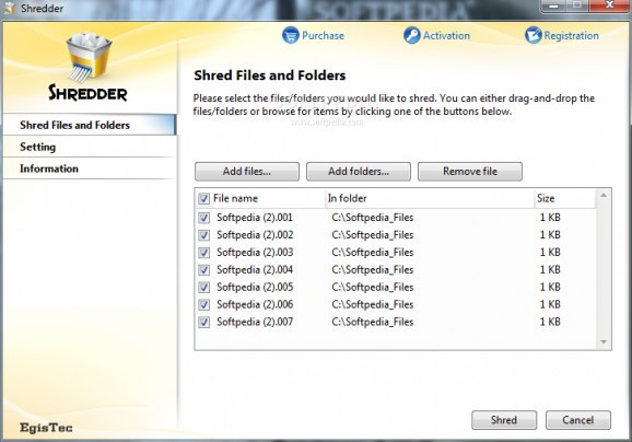 EgisTec Shredder screenshot