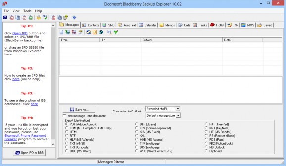 Elcomsoft Blackberry Backup Explorer screenshot