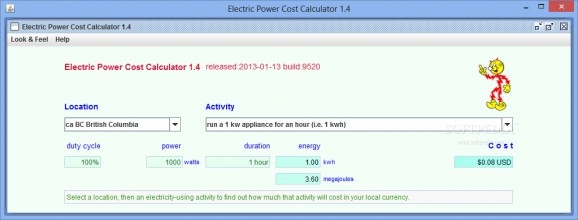 Electric Power Cost Calculator screenshot