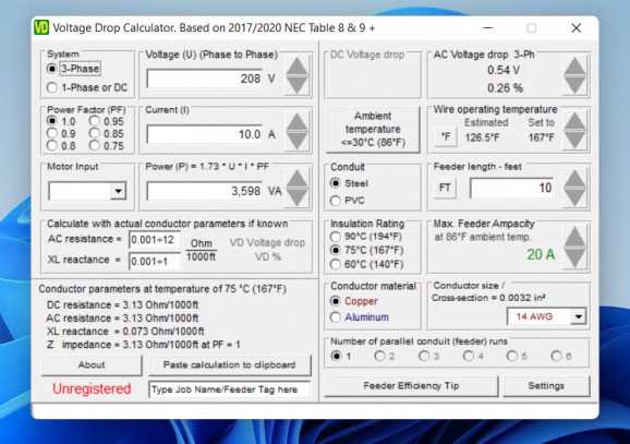 Voltage Drop Calculator screenshot