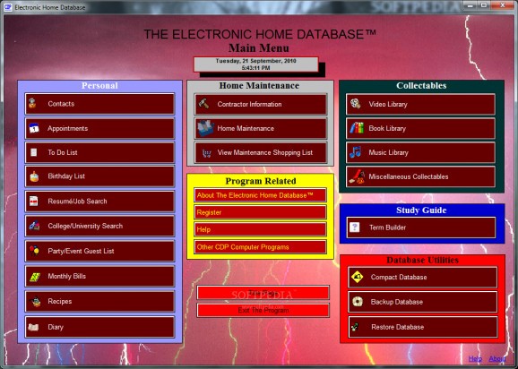 Electronic Home Database screenshot