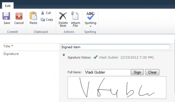 Electronic Signature Field screenshot