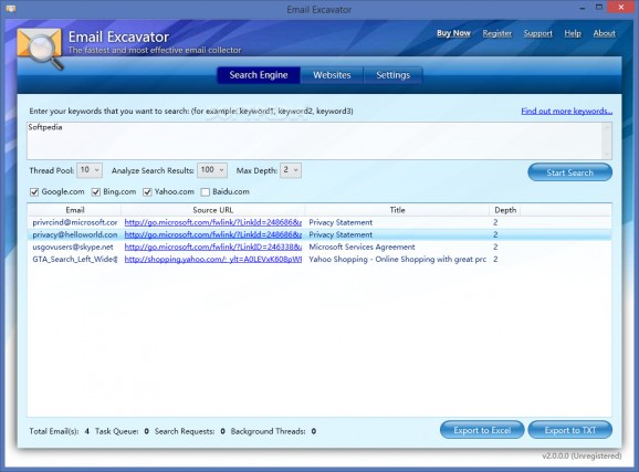 Email Excavator screenshot